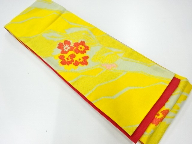 桜模様織出し半幅帯